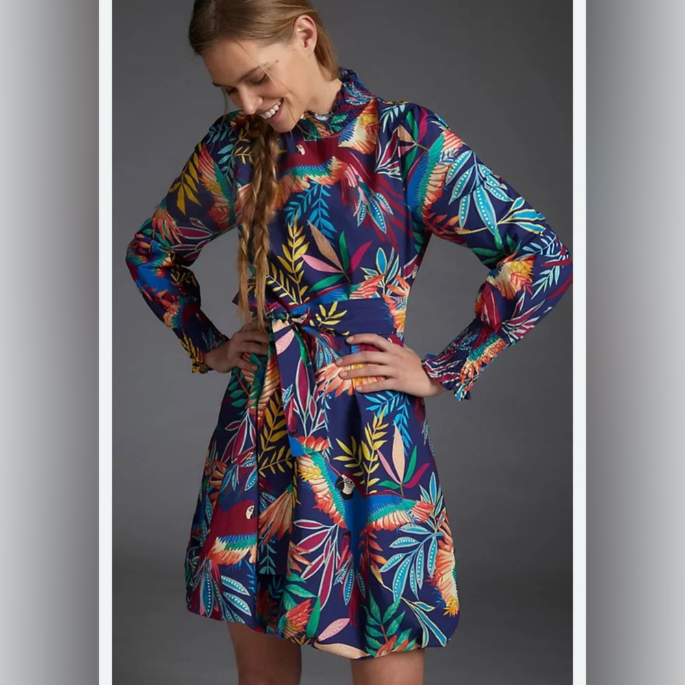 NWT ANTHRO FARM RÍO AVES MINI DRESS